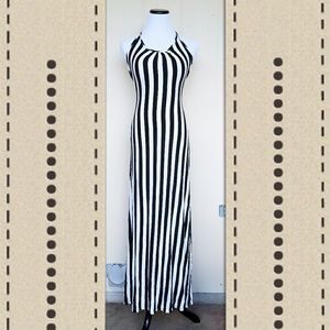 SOLD! Black and white striped backless dress